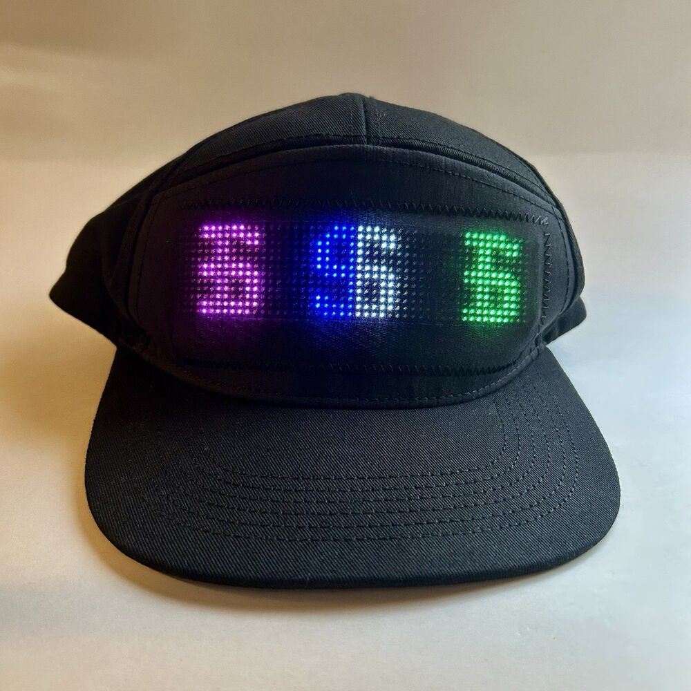 Black LED Cap Programmable APP Control Editable Colorful LED Hat *New & Works